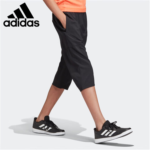 ADIDAS 阿迪达斯 童装22年夏季新款男大童运动训练裤透气舒适儿童七分裤 DV1387 152 A