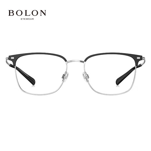 Tyrannosaurus (BOLON) myopia glasses frame, 25-year new product Wang Hedi same titanium alloy eyebrow line glasses frame BA7009 Selected B15-Mumbling Black Silver This item is only single frame-frame supports trial on