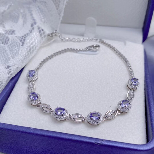 Shilian's favorite crystal natural tanzanite bracelet electro-optical blue pure body quality s925 silver inlaid