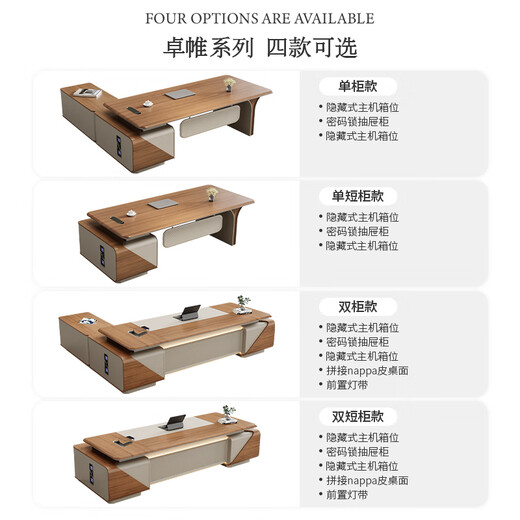 Zhongsheng Office Furniture Light Luxury High-end Executive Desk E0 Class Environmentally Friendly Boss Desk Manager Desk Single Desk Office Desk and Chair Combination 2.1 Meter Desk No Movable Cabinet