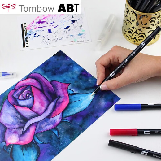 Dragonfly Japaner importiert stationärer Tombow Dragonfly Weicher Kopf Stift Doppelkopf Aquarell Stift abt Farbpinsel Zeichnung Haken Line Handcince Grüne Gelb-Waschkinder Schüler Gemälde 679-Dark Purple