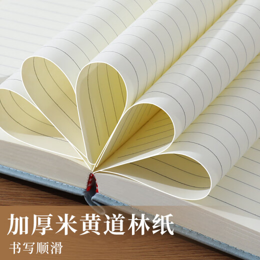 嘉然恒 笔记本本子A5皮面加厚记事本可定制简约商务办公会议记录本高颜值大学生手帐本日记本工作日志 蓝灰色