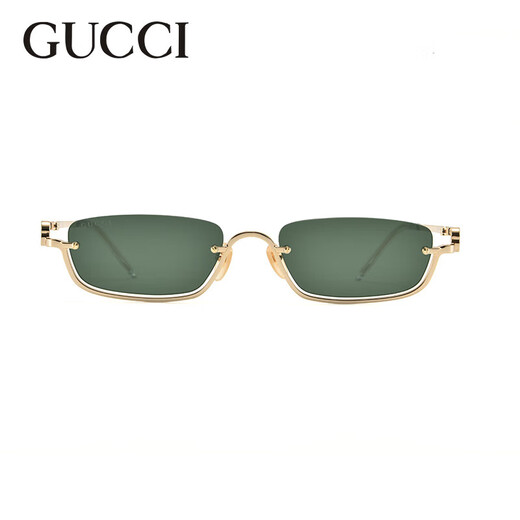 Gucci (GUCCI) Sonnenbrille Halbrahmen Metall personalisierte lässige Unisex-Sonnenbrille GG1278S Goldrahmen grüner Film 002