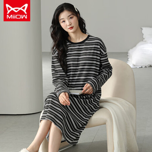 Catman Miiow New Nightgown para mujeres en primavera y otoño dibujos animados de algodón puro lindo pijamas de manga largo