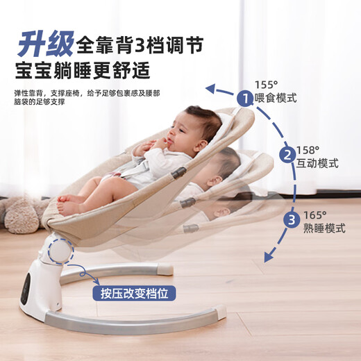 AOTGSSE爱蒂逊婴儿摇摇椅哄娃神器婴儿电动摇椅宝宝摇篮新生儿见面礼 象牙白【婴儿哄睡摇摇床礼盒装】