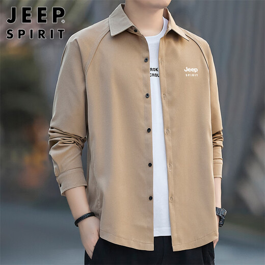 Jeep Spirit Jeep Рубашка мужская весенняя рубашка с длинным рукавом мужская свободная деловая куртка haki xl