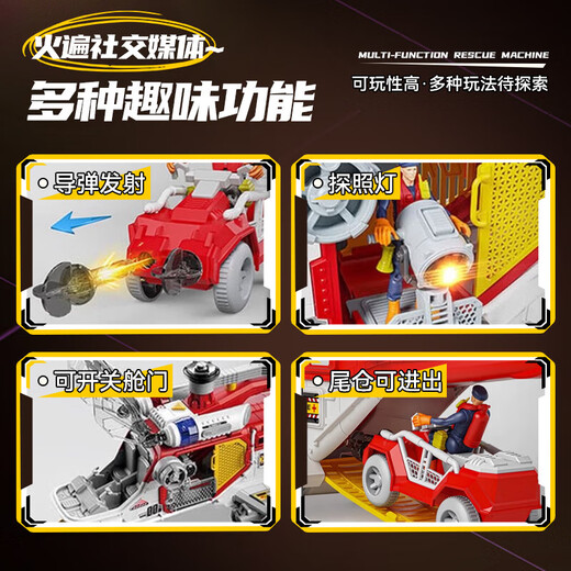 洽苒【德国品质】多功能救援直升机飞机消防车玩具大号轨道男孩礼物 山姆同款【多功能竞速救援车】消防-12合金小车