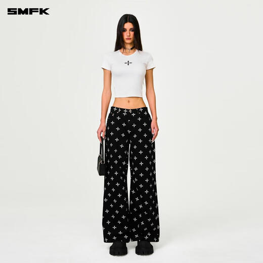 
SMFK cross classic wide-leg jeans retro loose casual and versatile Xu Jingyun same style PD005BJ/BG/LG/CW Black Garden XS