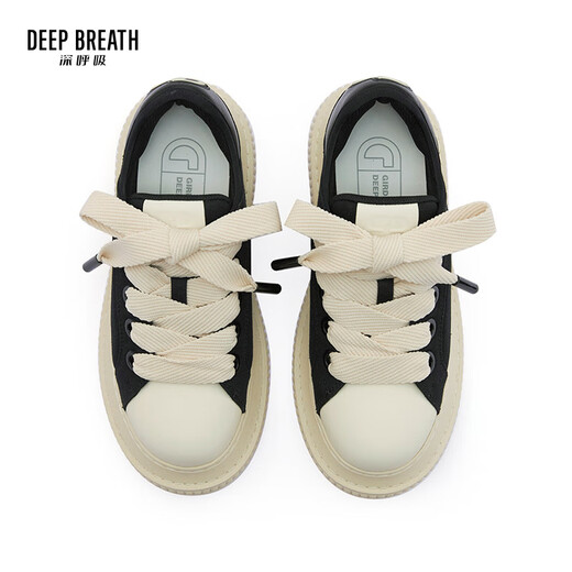 DEEP BREATH Deep Breath Women's Shoes Lightweight Low Top Strap Casual Comfortable Canvas Bread Shoes AX12244 Black Rice 35