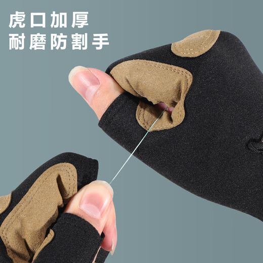 Jeep Jeep riding gloves men's summer new outdoor sun protection fishing waterproof wear-resistant non-slip anti-cut fingerless gloves khaki black