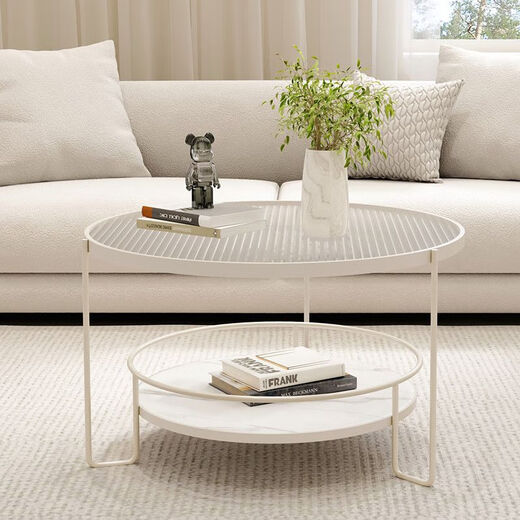 Qi Ji [1048 repurchase] Internet celebrity modern Italian Changhong tempered glass coffee table small living room round household use round coffee table - black frame + brown glass diameter 60CM high 45CM