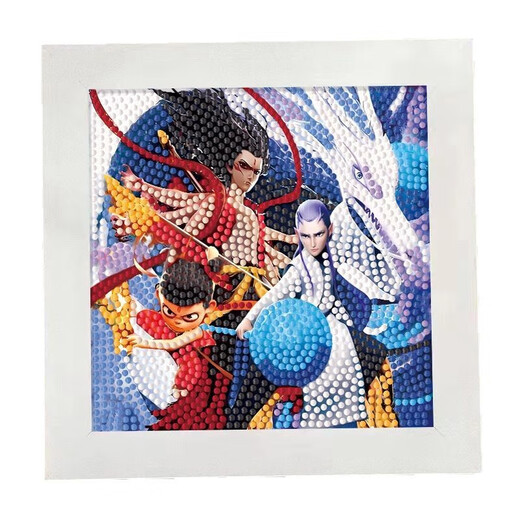 Fat Donglai Gleicher Stil Nezha Nagelfarbe Nezha: Devil Child's Sea Diamond Aufkleber Ao Bing Punkt Diamant Paste Kinder 7371 + Canvas Diamond Werkzeuge + Plastikrahmenbeutel