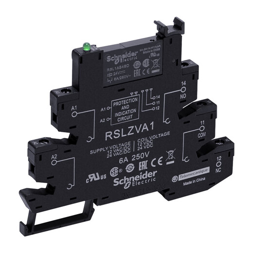 Schneider Electric thin interface relay with light base set RSL1PVBU 6A 5-pin DC24V 1 open 1 closed