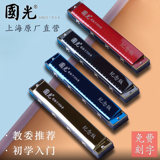 Guoguang Mundharmonica 24-Loch Polyphone C-Tune-Anfänger Monophonische Schüler lernen von Kindern mit Skalen 24-Loch-C-Tune-Red