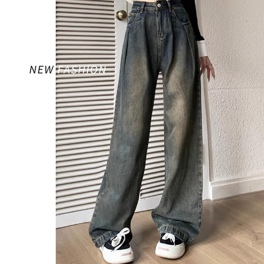 Yi Shangmei Jeans Women's Spring and Autumn 2025 New High Waisted Slim Retro Wide Leg Pants Loose Small Black Straight Leg Pants