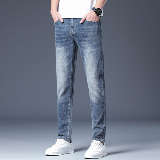 Gozan Luxus High-End Jeans-Print-Spring und Sommer neuer Stil Slim Feet Casual Vielseitige Hose Herrenmarke Tianhu Blue 6630 28 (2 Fuß 1)