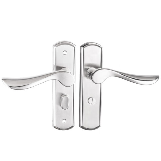 Clcey Türschloss Badezimmer Edelstahl Griff Schloss Schlüsselnloser universeller Toiletten Badezimmertür Schloss Aluminiumlegierung Türgriff 9898 Lichtbogen 110 Löcher mit Schlosszunge Note