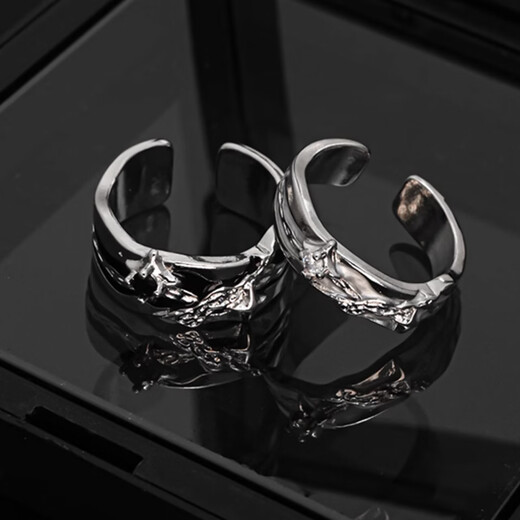 Bai Qixin ring, starburst ring for men and women, handsome, trendy open ring, high-end cold style ring, student tail ring, starburst ring, two-piece set, openable and adjustable