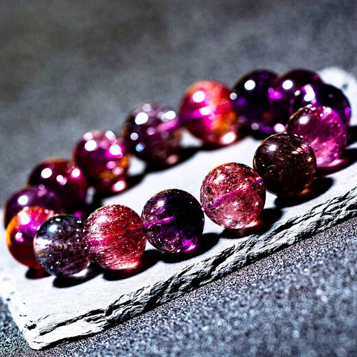 Eternal Symbol Collection Grade Brazilian Super Seven Amethyst Bracelet Blackcurrant Crystal Bracelet Jewelry Valentine's Day Gift Collection Grade 6mm-High-end Gift Box