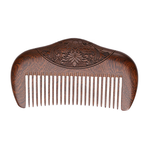 Lingchen Black Gold Sandalwood Cloud Comb Round Fine Teeth Comb Handheld Portable Head Massage Small Comb 10cm 1 Pack