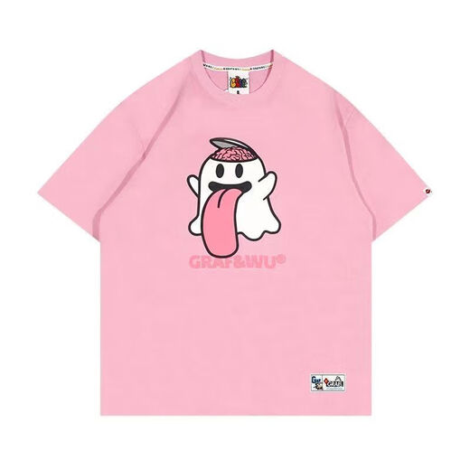 Fadenjue GRAF original brand BooGhost Cute Ghost 2.0 Earth Apple Orange Various Street Loose T-shirt Short Sleeve Black Devil 832# XL