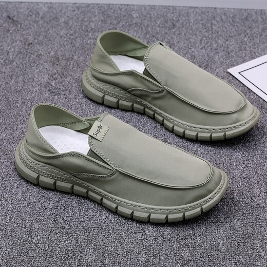 Qiao Junsheng Old Pékin Chaussures en tissu masculin Summer Tendy Tendy Volyle Chaussures Chaussures décontractées paresseuses pour hommes Chaussures tendance respirantes YS9901 Green 41