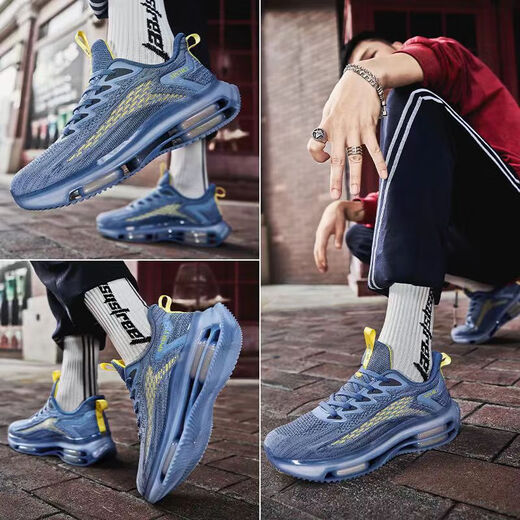 Chaussures masculines Aibos pour les chaussures en maille respirant et épreuve d'odeur pour les sports décontractés Chaussures tendances à la tendance de papa 8021 Bleu + TK757 Gris et vert (2 paires) 42