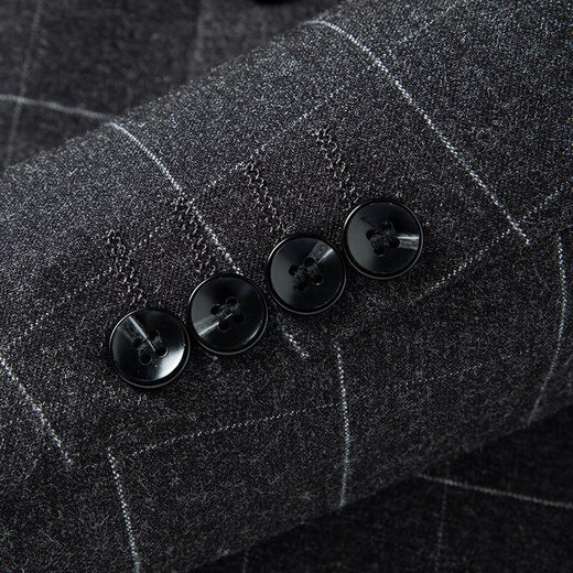 SHANSHAN light luxury brand men's suit gray plaid slim fit fashionable wedding business casual suit for men dark gray XL 175