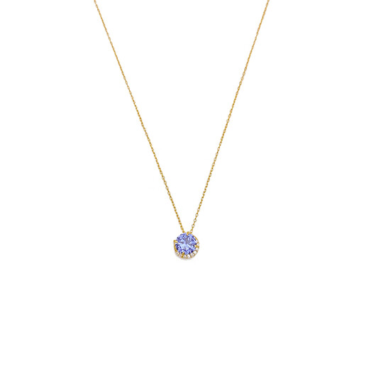 Pop Japanese starJewelry natural tanzanite 18K gold necklace light luxury amethyst agete Akado pendant natural tanzanite necklace