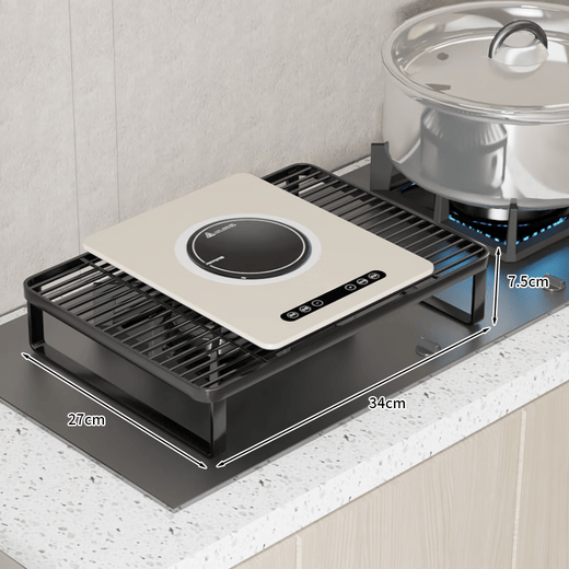 Kunfeng induction cooker rack kitchen gas stove cover cover bracket gas stove table rack bracket household pot rack base Athens black-small size upgraded and reinforced