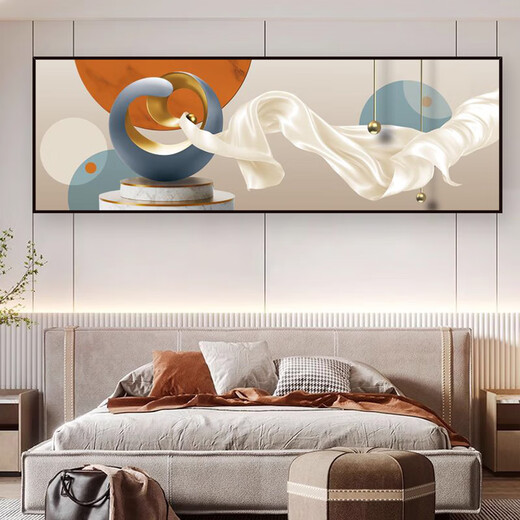 CLCEY沙发背后装饰画 卧室床头画贴画自粘装饰画酒店宾馆民宿客厅沙发 福鹿金山-TH-1392 1号宽90cmx高30cm 打印边框 自