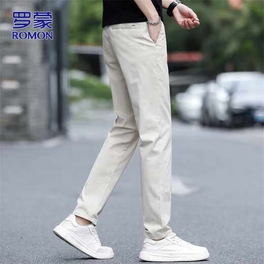 ROMON casual pants men's summer pants men's slim ice silk straight versatile thin trousers men's pants
