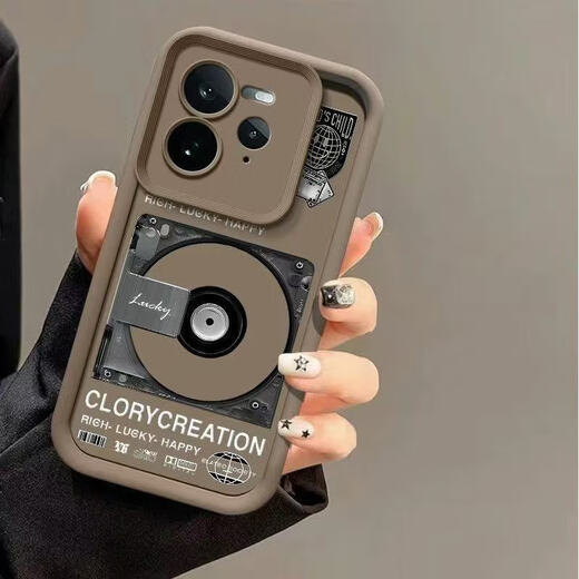 Niu Shell CD record is suitable for realme GT7PRO mobile phone case RMX5010 full-inclusive lens anti-fall matte creativity Sky eye black-NB222-retro record Realme GT7pro