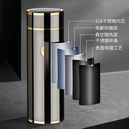 XKJ Deutschland 316 Edelstahl High-End Thermos Cup Männer und Frauen Wasser Cup Brew Tea Cup Gift Cup Business Cup Custom Lacking [Osidian Black] gewöhnlicher Filter 420 ml