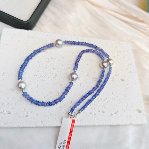 Lie Rui natural sea water hemp pearl natural tanzanite necklace niche design clavicle chain simple versatile high-end sense blue 8-9mm