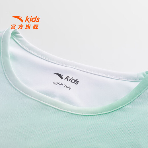 ANTA Children's T-shirt Girls' Clothing 2025 Summer and Autumn New Fairy Breeze T Comfortable Long T Fake Two-piece T-shirt Top Ruo Aqua/Pure White-2 100 cm