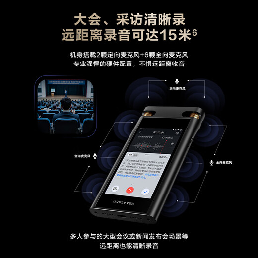 科大讯飞AI录音笔SR702星火版 免费录音转文字 智能降噪录音器 专业录音设备录音机 多语种同声传译