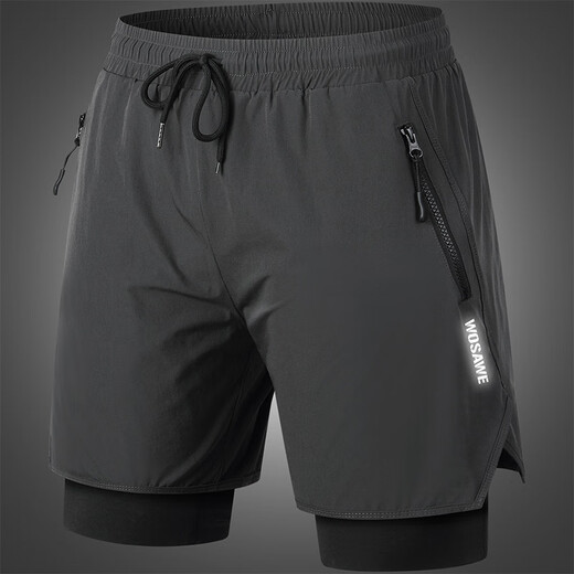 
WOSAWE's new cycling casual shorts summer outdoor road bicycle cushioning shock absorbing sponge pad mountain bike pants spanning three generations - graphite grey integrated cushion model L
