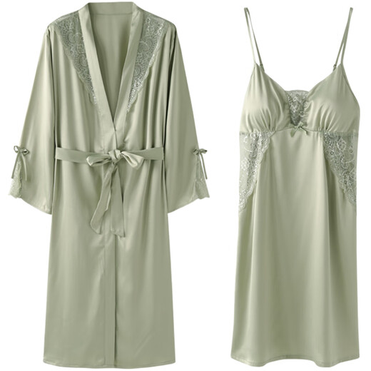 Modal 2025 New Couple Pajamas Ice Silk Spring and Autumn Summer Nightgown Sexy Padded Nightgown Women's and Men's Suit Lady's Black 2XL Male + Female L