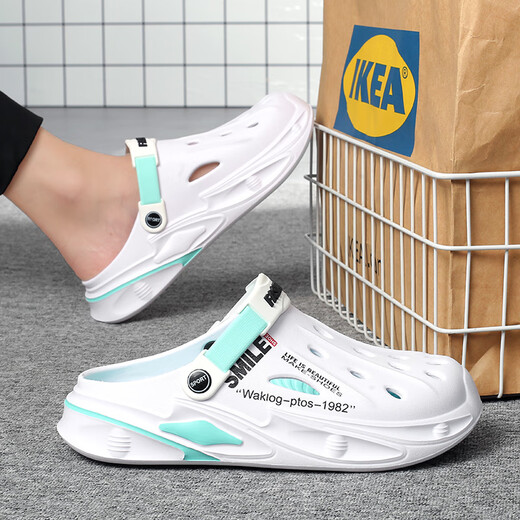 Baotou Hole-Schuhe Männer tragen Nicht-Schlupf-Sportarten und schlanker im Sommer mit zwei Purpose-Halbschnitzern für Männer, die Strand Sandalen JF759 BAIGAN 40 -41 fahren