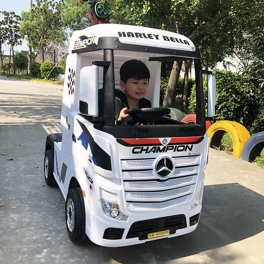 Mercedes-Benz truck front children's electric car four-wheel remote control car baby truck child toy car can sit two people charging four-wheel drive red Mercedes-Benz front