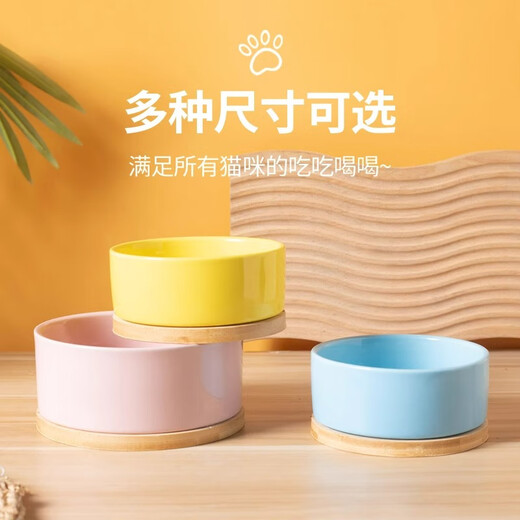 山头林村恒温加热宠物猫咪狗狗饮水机自动喂食喝水器保温陶瓷水碗酸奶机 新蓝加大加深猫狗通用[1000实木底座/按压开关/