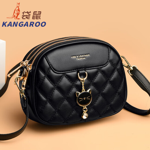 
Kangaroo leather bag women's 2025 new Korean style trendy versatile shoulder bag soft leather crossbody small round bag beige white