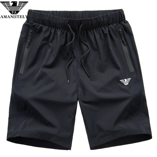 Emporio Armani Sportshorts Herren dünne schnell trocknende Eis Seidenhose Loose Casual Prise Hosen Sommer Amn11-9906 Schwarz Orange 2xl 140-153jin [Jin entspricht 0,5 kg]