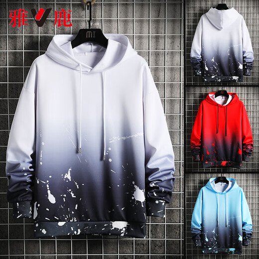 Yalu Sweatshirt Herren Frühlings- und Herbst-Rund-Hals-Pullover Mode Winter und Samt verdickte lässige, vielseitige, vielseitige Kapuze-Top-Weiß 6913 [hohe Qualität] XL [125-145jin [Jin entspricht 0,5 kg]]
