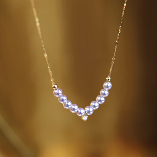 Floating Lotus Seawater Pearl Necklace Pendant Smiling Clavicle Chain Perfect Round Extremely Bright Small Pearl Necklace 405 Extension Chain 45m 4-5mm