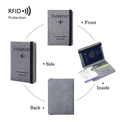 Grenzüberschreitende RFID Anti-Diebstahl Passport Bag Multifunktionaler Passschutzkoffer ID-Bag Reise Passportbeutel Brown