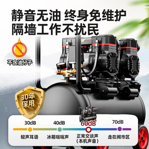 
XMSJ air compressor inflatable pump small 220v portable industrial grade woodworking silent high pressure air pump air compressor 3990W-30L dual solenoid valve + all copper brushless + 3180W+3890W+3990W+4290W