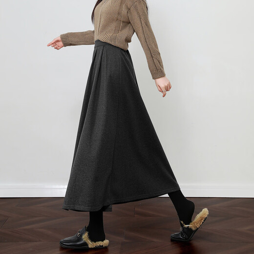 Demana Hepburn Skirt Winter Quiet Luxury Style Commuting Elastic Waist A-Line Covering Flesh Good Matching Skirt Women's Mid-Length Style