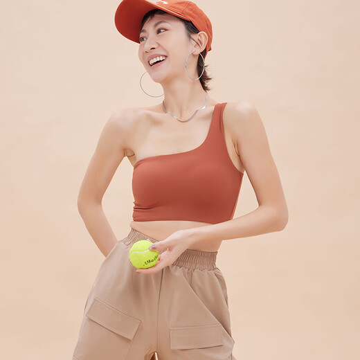 ANNERUN one-shoulder sports bra, yoga back, wearable, all-in-one anti-sagging Pilates bra, fitness top, blue M